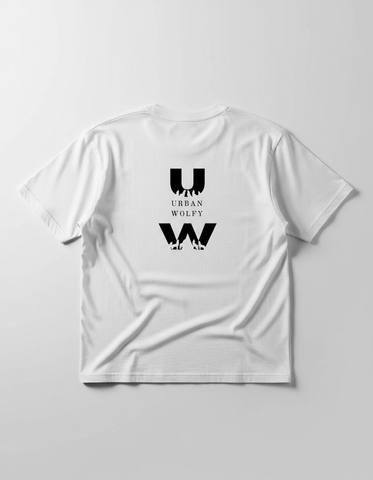 Oversized White Cotton T‑Shirt — Wolf Back Print (Copy)
